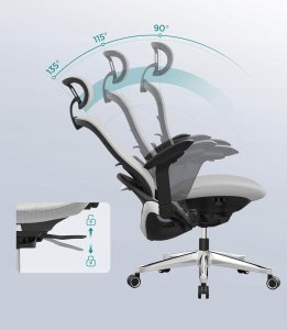 Krzesło biurowe Songmics Fotel biurowy regulowany fotel płócienny 3