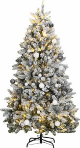 vidaXL Sztuczna choinka na zawiasach, 300 lampek LED i bombki, 270 cm 1