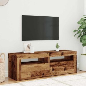 vidaXL Szafka pod TV z oświetleniem LED, stare drewno, 120x35x40 cm 4
