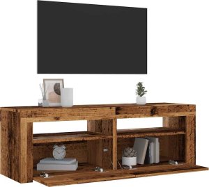 vidaXL Szafka pod TV z oświetleniem LED, stare drewno, 120x35x40 cm 5