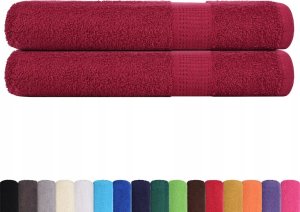 vidaXL Ręczniki, 2 szt., bordowe, 100x200 cm, bawełna 100% 2