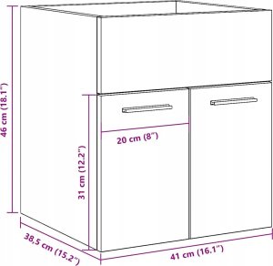 vidaXL Szafka pod umywalkę, szarość betonu, 41x38,5x46 cm 10