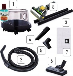 ODKURZACZ WODNY MEGA MOC NADMUCH TURBOSZCZOTKA AQUA 8l BEZWORKOWY 2000W 8