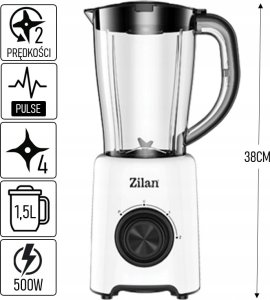 Blender kielichowy Zilan BLENDER KIELICHOWY MIKSER ZILAN 2 BIEGI + PULSE 500W 8