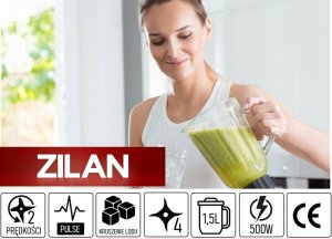 Blender kielichowy Zilan BLENDER KIELICHOWY 2 BIEGI PULSCE KRUSZY LÓD 1,5L 500W 10