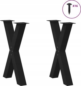 vidaXL Nogi do stołu jadalnego, 2 szt., czarne, 60x(72-73) cm, stal 3
