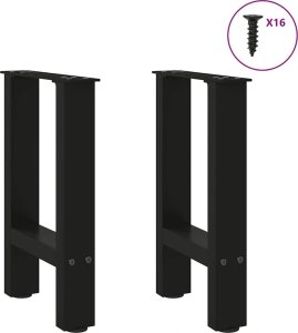 vidaXL Nogi do stolika kawowego, czarne, 2 szt., 28x(42-43) cm, stal 3