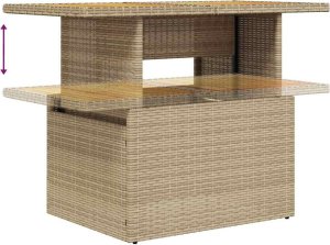 vidaXL 11-częściowy zestaw mebli z poduszkami, beżowy, polirattan i akacja 10