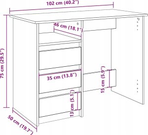 Biurko vidaXL Szare 102 cm x 50 cm 9