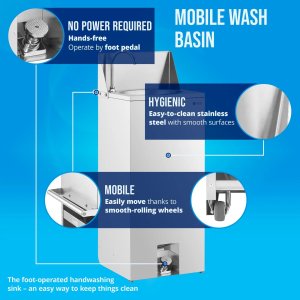 Umywalka przenośna mobilna sterowana nożnie STAL G1/2'' Umywalka przenośna mobilna sterowana nożnie STAL G1/2'' 4