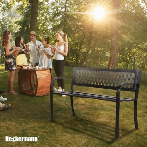 Heckermann Ławka ogrodowa z poduszkami metalowa HM-125 3