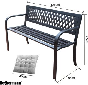 Heckermann Ławka ogrodowa z poduszkami metalowa HM-125 4