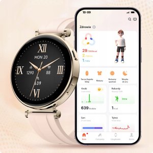 Smartwatch Damski Zegarek - Wodoodporny Rozmowy Menu PL - Złoty dla Kobiety 11