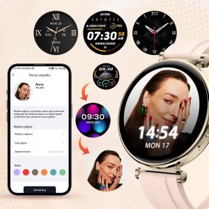 Smartwatch Damski Zegarek - Wodoodporny Rozmowy Menu PL - Złoty dla Kobiety 9