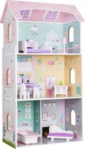 Drewniany domek dla lalek + Mebelki 15