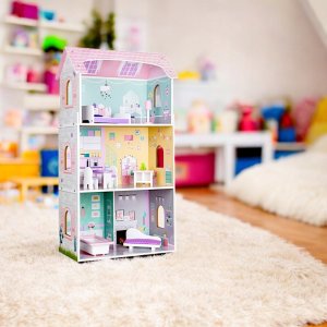 Drewniany domek dla lalek + Mebelki 26