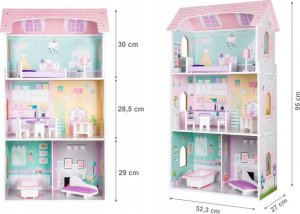 Drewniany domek dla lalek + Mebelki 6