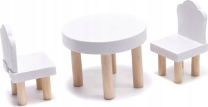 Drewniany domek dla lalek 3 piętra + światło led + taras + meble 11