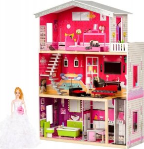 Drewniany Domek Dla Lalek 115cm + Winda + Mebelki + Lalka 27