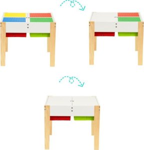 Stolik dziecięcy + 2 krzesła z blatem do układania klocków 4