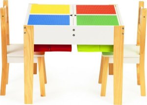 Stolik dziecięcy + 2 krzesła z blatem do układania klocków 5