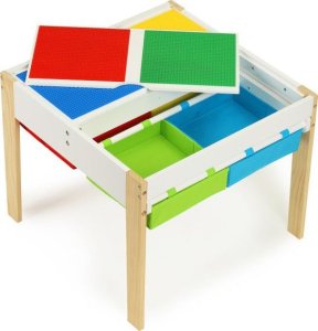 Stolik dziecięcy + 2 krzesła z blatem do układania klocków 9