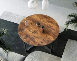 Stolik kawowy okrągły w stylu rustykalnym 5