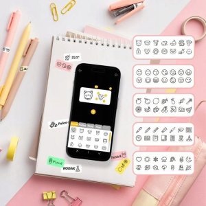 KODAK Memo Shot ERA 2w1 Aparat Drukarka Bluetooth do Zdjęć Etykiet Naklejek / M100 / Żółty 9