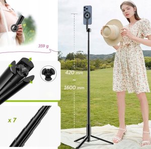 Kijek SELFIE Stick Statyw 1.6m na Magnes MagSafe Telefon Smartfon + PILOT / MG-002 MAX 6