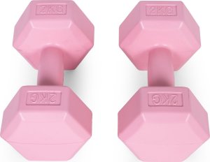 Hantle sześciokątne zestaw 2x2 kg ciężarki do ćwiczeń obciążniki fitness różowe ModernHome 3