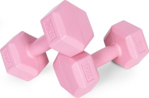 Hantle sześciokątne zestaw 2x2 kg ciężarki do ćwiczeń obciążniki fitness różowe ModernHome 4
