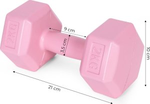 Hantle sześciokątne zestaw 2x2 kg ciężarki do ćwiczeń obciążniki fitness różowe ModernHome 9