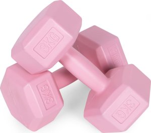 Hantle sześciokątne zestaw 2x3 kg ciężarki do ćwiczeń obciążniki fitness różowe ModernHome 5