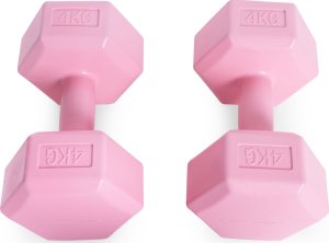 Hantle sześciokątne zestaw 2x4 kg ciężarki do ćwiczeń obciążniki fitness różowe ModernHome 3