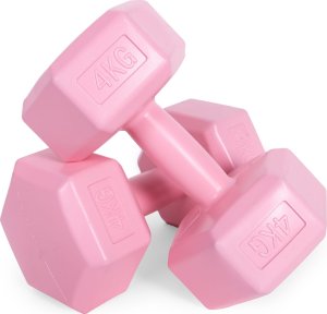 Hantle sześciokątne zestaw 2x4 kg ciężarki do ćwiczeń obciążniki fitness różowe ModernHome 5