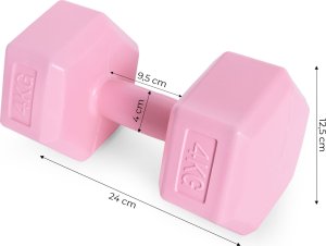 Hantle sześciokątne zestaw 2x4 kg ciężarki do ćwiczeń obciążniki fitness różowe ModernHome 10
