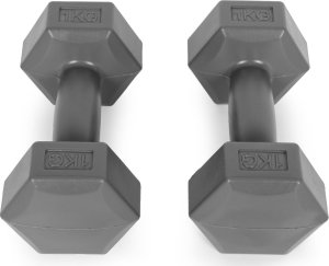 Hantle sześciokątne zestaw 2x1 kg ciężarki do ćwiczeń obciążniki fitness szare ModernHome 3
