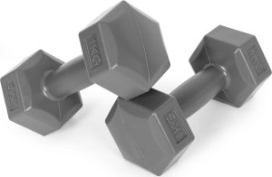 Hantle sześciokątne zestaw 2x1 kg ciężarki do ćwiczeń obciążniki fitness szare ModernHome 4