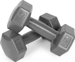 Hantle sześciokątne zestaw 2x1 kg ciężarki do ćwiczeń obciążniki fitness szare ModernHome 5
