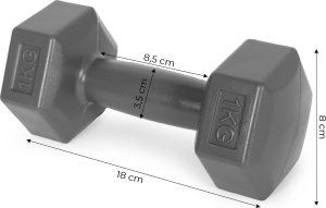 Hantle sześciokątne zestaw 2x1 kg ciężarki do ćwiczeń obciążniki fitness szare ModernHome 9