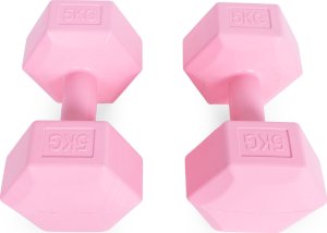 Hantle sześciokątne zestaw 2x5 kg ciężarki do ćwiczeń obciążniki fitness różowe ModernHome 3
