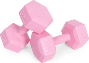 Hantle sześciokątne zestaw 2x5 kg ciężarki do ćwiczeń obciążniki fitness różowe ModernHome 4