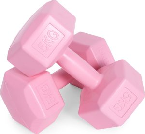Hantle sześciokątne zestaw 2x5 kg ciężarki do ćwiczeń obciążniki fitness różowe ModernHome 5