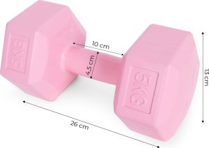 Hantle sześciokątne zestaw 2x5 kg ciężarki do ćwiczeń obciążniki fitness różowe ModernHome 10