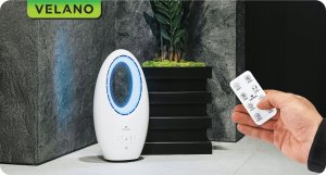 WENTYLATOR BEZŁOPATKOWY PODŁOGOWY OSCYLACJA TIMER PODŚWIETLENIE LED PILOT 13