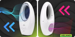 WENTYLATOR BEZŁOPATKOWY PODŁOGOWY OSCYLACJA TIMER PODŚWIETLENIE LED PILOT 4