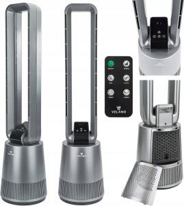 WENTYLATOR BEZŁOPATKOWY PODŁOGOWY OSCYLACJA TIMER WYŚWIETLACZ LCD PILOT 1