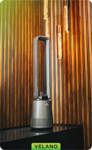 WENTYLATOR BEZŁOPATKOWY PODŁOGOWY OSCYLACJA TIMER WYŚWIETLACZ LCD PILOT 7