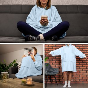 Bluzair Bluza Koc Hoodie Oversize Polska Błękitny 3