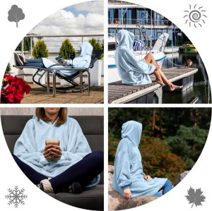 Bluzair Bluza Koc Hoodie Oversize Polska Błękitny 4